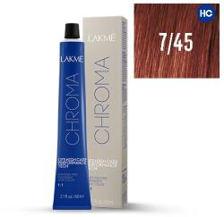 LAKMÉ COSMETICS Vopsea permanenta fara amoniac 7/45 blond mediu cupru mahon Chroma 60ml (8429421174510)