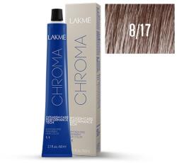 LAKMÉ COSMETICS Vopsea permanenta fara amoniac 8/17 blond deschis cenusiu rece Chroma 60ml (8429421181716)