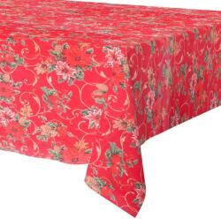 Excellent Houseware Piros ünnepi terítő 180x130 cm, zöld és arany mintával, foltálló, szett (139693-W1)