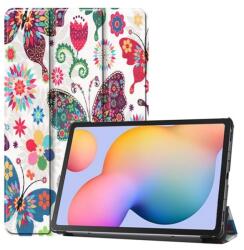 Gigapack samsung tab s6 lite 10.4 tok álló bőr hatású aktív flip trifold asztali tartó virág fehér GP-95750 (GP-95750)