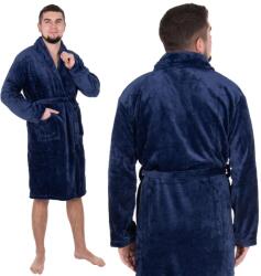 Sersimo Térdig érő férfi fürdőköpeny, L/XL méret, sötétkék (HA-7380)