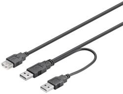 Goobay USB 2.0 kábel 2x A dugó - USB-A anya, fekete, 0, 3 m, Goobay (SOG-93353)