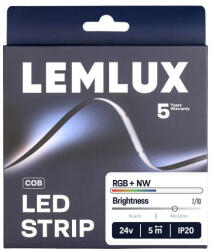 Lemlux LED szalag, 24Vdc, 19W/m, COB 784LED/m, RGB +NW 4000K, IP20, 180°