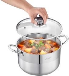 VEVOR Oala din inox VEVOR 7, 6 L cu capac din sticla, inductie, PFOA si PFAS-free (HZ-V8T)