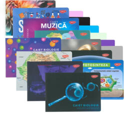 DACO Set caiete DACO - Muzica + Biologie + Geografie + Velin, 70 g/mp, coperta plastic, Modele asortate (SET-CSDACO)