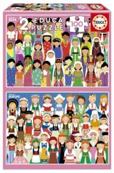 Educa Puzzle pentru copii Educa de 2 x 100 piese - Fete din Europa și Asia (EDU20478) Puzzle