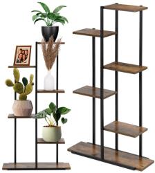 Sersimo 6 rafturi din metal și MDF, 60x20x113 cm, negru și maro (GA0211)
