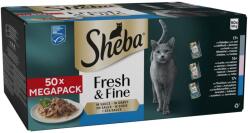 Sheba 50x50g Sheba Fresh & Fine Tőkehal, lazac & tonhal szószban nedves macskatáp