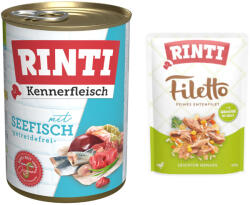 RINTI 6x400g Tengeri hal nedves kutyatáp + Filetto Pouch in Jelly kacsa & zöldség ingyen akcióban