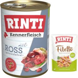 RINTI 6x400g Ló nedves kutyatáp + Filetto Pouch in Jelly kacsa & zöldség ingyen akcióban