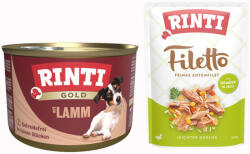 RINTI 6x400g Báránydarabkák nedves kutyatáp + Filetto Pouch in Jelly kacsa & zöldség ingyen akcióban (100 g )