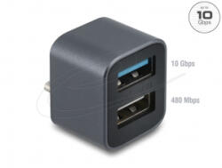 Delock Mini USB elosztó USB Type-C apa - 1 x USB 10 Gbps A + 1 x USB 2.0 A (64359) (64359)