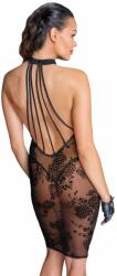 Noir Handmade Midi Tulle Dress With Velvet Straps In The Back - M