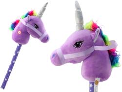 LEAN Toys Pluszowa Głowa Jednorożca Na Kiju Hobby Horse Jednorożec Fioletowy Dźwięki (19541)