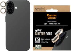 PanzerGlass Protecție lentile cameră Hoops pentru iPhone 17/16 Plus/16, Glitter Gold, PanzerGlass