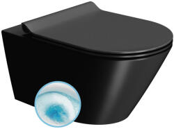 SAPHO GSI Kube X fali kerámia WC csésze 36x55 cm GeniusFlush öblítéssel és DualGlaze bevonattal, matt fekete 941326 (941326)