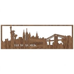  Fali dekorpanel, New York látkép, FP-65, 50x150 cm, 3 mm HDF Dió