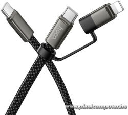 hoco. Fekete Hoco X125 2in1 lapos USB-C - USB-C / Lightning kábel (3A, 60W, 1 m) (6942007681032)