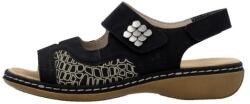 RIEKER Sandale dama, negru, casual, din piele ecologica, cu talpa joasa si inchidere velcro, Rieker 65989-01-Negru (Marime: 37) (65989-01-Negru-37)
