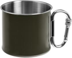 Mil-Tec acél bögre karabinerrel 500 ml - Olive (46645)
