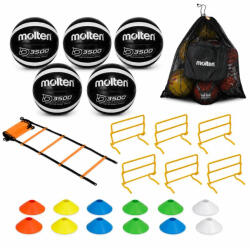 Anastasia Sport Pachet antrenament baschet outdoor , 5 mingi Molten B7D3500-KS marimea 7 + scarita agilitate + 6 obstacole reglabile + 12 copete + sac mingi Molten SBP (5XD3500-SPB-C-MAS)