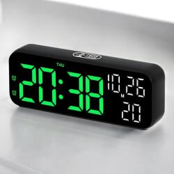  Modern Led Ébresztőóra - 2 Riasztás Hangvezérlés Időzítő Dátum Hőmérséklet