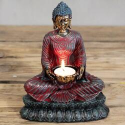  Csodás arany és vörös színű Buddha mécsestartó szobor 20cm (ABC-06)