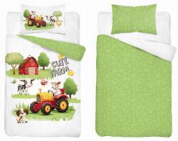 Detexpol Pamut gyermek ágynemű 90x120 kiságyba, zöld farm motívummal (5509A 90X120)