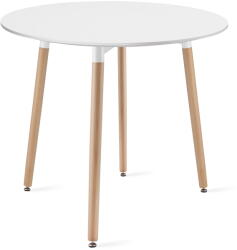  KAMI kerek étkezőasztal 80cm - fehér / natúr fa lábak