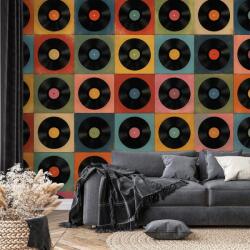 Dovido Tapet discuri de vinil retro pe fundal colorat - 392x264