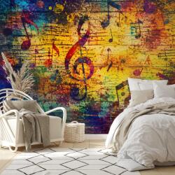 Dovido Tapet note muzicale colorate pe lemn - 392x264