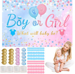 Bedee Szülinapi Dekoráció Gender Reveal Rózsaszín Kék Lufikkal és Bannerekkel