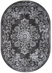 Mira Covor Oval Mira 24016-196, Marime 80 x 150 cm, Gri, Inaltime Fir 6 mm, Antialergic, Polipropilena, Living, Dormitor, Sufragerie, Birou Covor