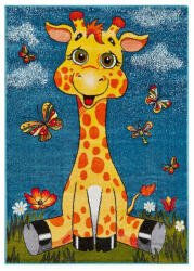 Kolibri Covor Camera Copii Girafa 11112-140, Marime 80 x 150 cm, Multicolor, Inaltime Fir 9 mm, Antialergic, Polipropilena, Gradinita, Cresa, Loc de Joaca Covor