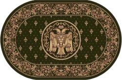 LOTOS Covor Oval Bisericesc Lotos 15077-310, Imprimeu cu Vultur Bicefal, Marime 100 x 200 cm, Verde, Inaltime Fir 8 mm, Antialergic, Polipropilena, Manastire, Biserica, Altar, Naos, Pronaos, Capela, C Covor