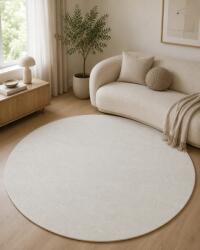 Fargo Covor Rotund Belgian Model Fargo 71501-056, Marime 120 x 120 cm, Alb, Inaltime Fir 7 mm, Antialergic, Polipropilena, Living, Dormitor, Sufragerie, Copii Covor