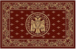 LOTOS Covor Bisericesc Lotos 15077-210, Imprimeu cu Vultur Bicefal, Marime 200 x 400 cm, Grena, Rosu, Inaltime Fir 8 mm, Antialergic, Polipropilena, Manastire, Biserica, Altar, Naos, Pronaos, Capela Covor