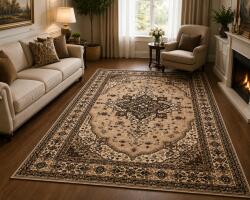LOTOS Covor Lotos 15082-110, Marime 160 x 230 cm, Crem, Bej, Inaltime Fir 8 mm, Antialergic, Polipropilena, Living, Dormitor, Sufragerie, Birou Covor