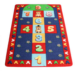 Print Covor Camera Copii Sotron Hopscotch, Marime 100 x 150 cm, Multicolor, Inaltime Fir 6 mm, Antiderapant, Antialergic, Poliamida, Gradinita, Cresa, Loc de Joaca Covor