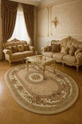 LOTOS Covor Oval Lotos 571-110, Marime 150 x 230 cm, Bej, Crem, Inaltime Fir 8 mm, Antialergic, Polipropilena, Living, Dormitor, Sufragerie, Birou Covor