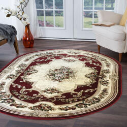 LOTOS Covor Oval Lotos 574-210, Marime 250 x 350 cm, Rosu Grena, Inaltime Fir 8 mm, Grosime 9 mm, Antialergic, Polipropilena, Living, Dormitor, Sufragerie, Birou Covor