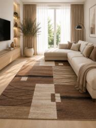 Luna Covor Luna 1805-12, Marime 80 x 150 cm, Bej, Maro, Inaltime Fir 6 mm, Antialergic, Polipropilena, Living, Dormitor, Sufragerie, Birou Covor