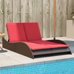 vidaXL Sezlong cu perne maro 114x205x73 cm, poliratan GartenMobel Dekor (368294)