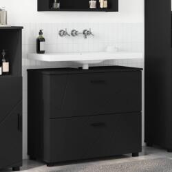 vidaXL Dulap de Baie Negru 76, 5 x 35 x 64 cm Lemn compozit & Metal GartenMobel Dekor (883295)