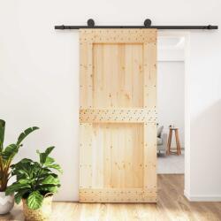 vidaXL Преплъзваща се врата 95 x 210 cm Естествено и черно (3444996)