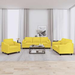 vidaXL Set de canapele cu perne, 3 piese, galben deschis, textil GartenMobel Dekor (3201791) Canapea