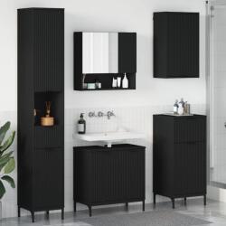 vidaXL Set de mobilier pentru baie Negru Lemn de inginerie, Metal GartenMobel Dekor (3393114)