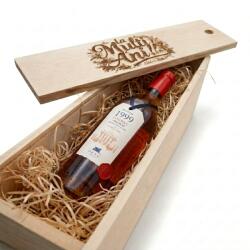 DEAU Pachet Cadou Cutie de Lemn Personalizata Deau Cognac Millésime Fins Bois 1999, 47%, 0.7L