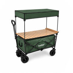 Leziter Șezlong de grădină pliabil, de calitate superioară, cu acoperiș și masă, de culoare verde (LSZKTA088-GREEN)