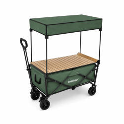 Leziter Összecsukható standard kerti strandkocsi tetővel asztallal zöld (LSZKTA055-GREEN)